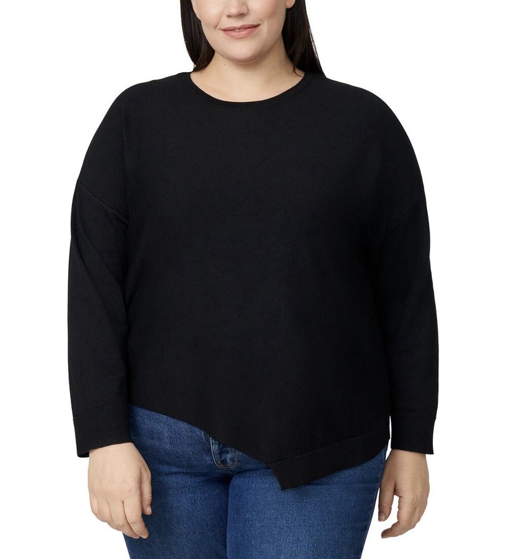 Melissa Paige Plus Size Asymmetric Hem Black Long Sleeve Tunic Sweater Sz 2X NWT
